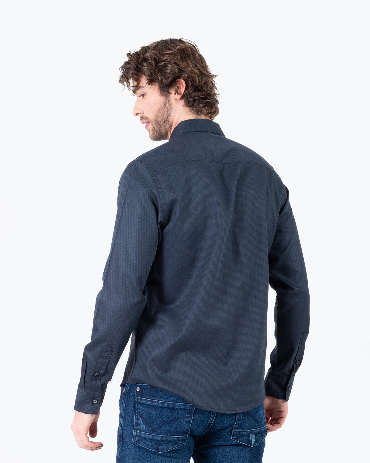 Camisa Manga Larga Oxford 032547 Gris Oscuro