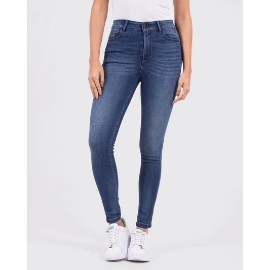 Jean Dama Oxford 041193 Tiro Alto Azul Medio
