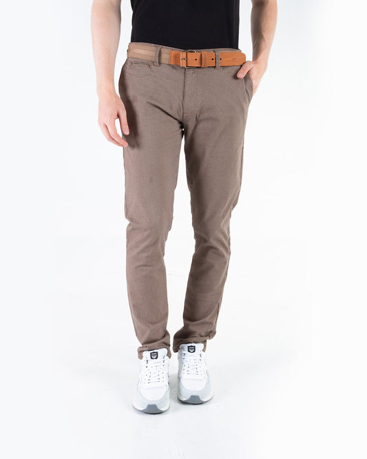 Pantalon Hombre Oxford 060637 Cafe Claro Estampado