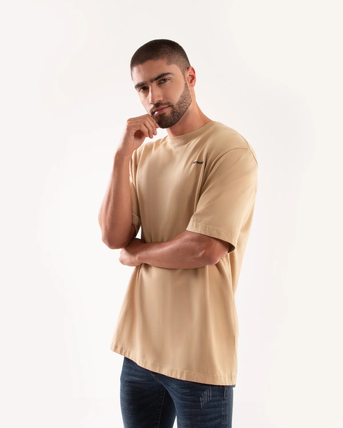Camiseta Cuello Redondo Oxford 333607 Oversized Kaqui