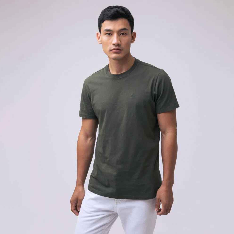 Camiseta Cuello Redondo Americanino 840D000 Basica Slim Fit Verde Militar