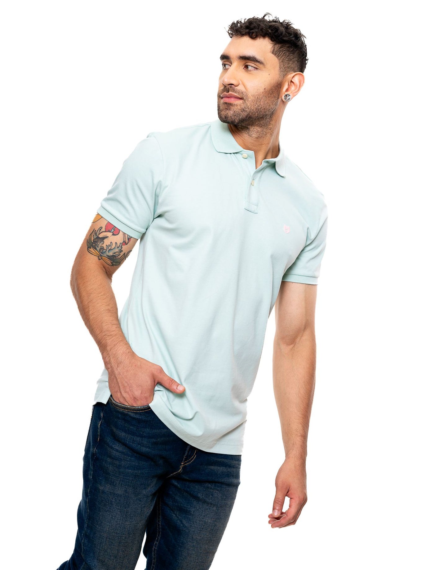 Camiseta Polo Color Blue 342903 Slim Verde Claro