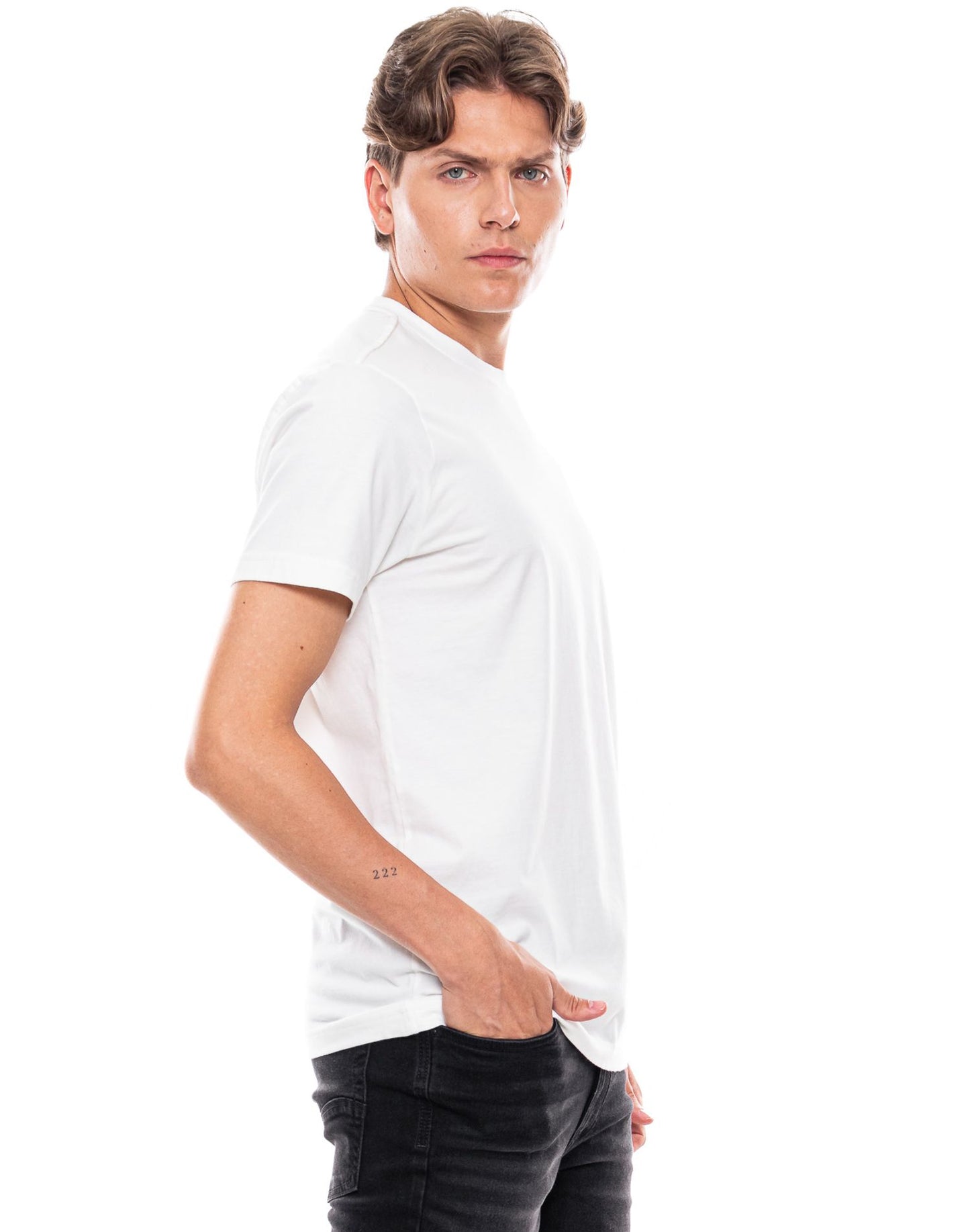 Camiseta Cuello Redondo Color Blue 322307 Regular Fit Crudo