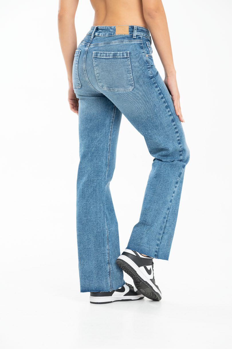 Jean Dama Ragstyle Pf35350282 Bota Recta Azul Medio