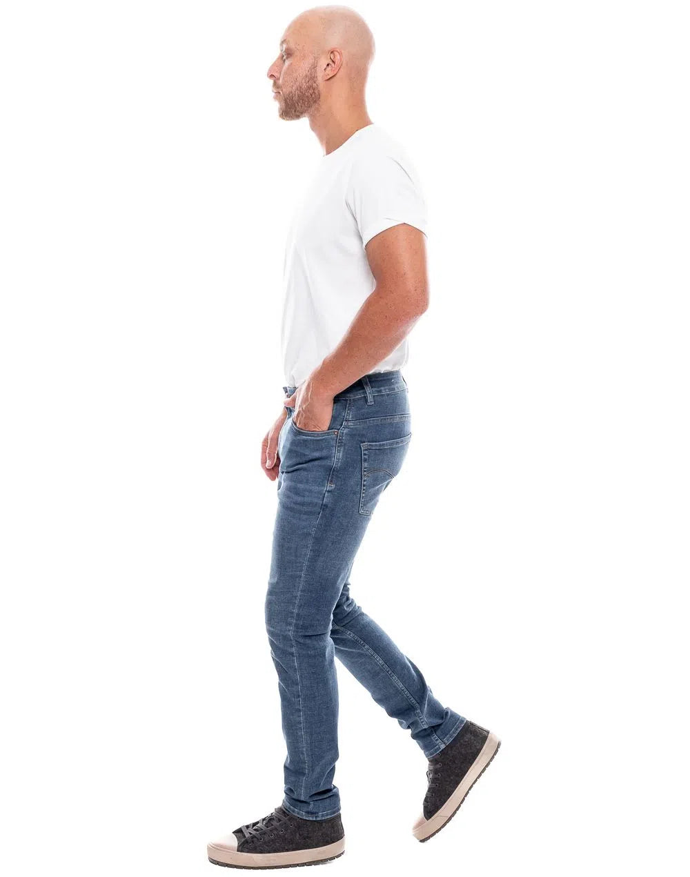 Jean Hombre Color Blue 241420 Medium Waist Slim Fit Azul Medio