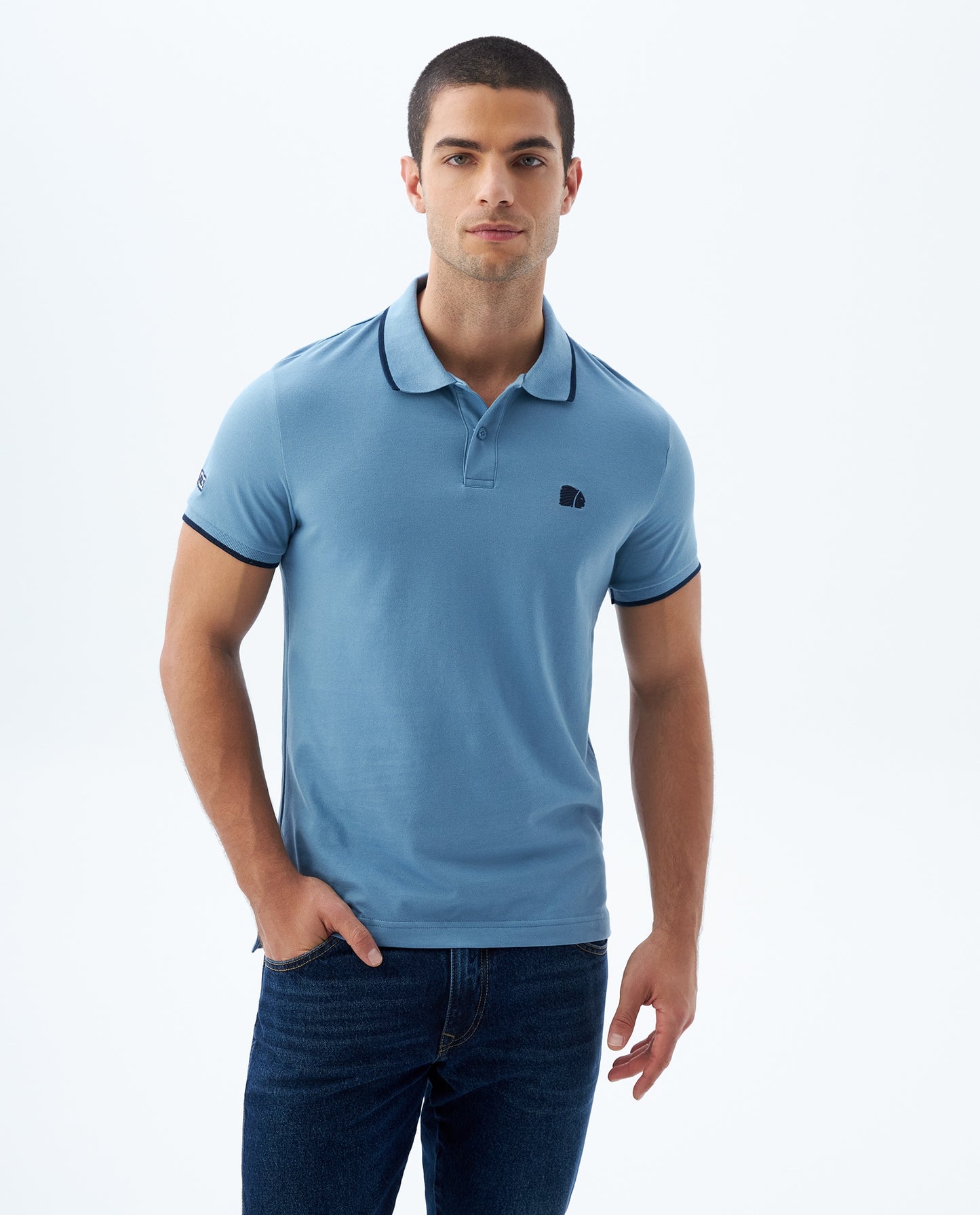 Camiseta Polo Americanino 800G001 Slim Fit Azul Medio