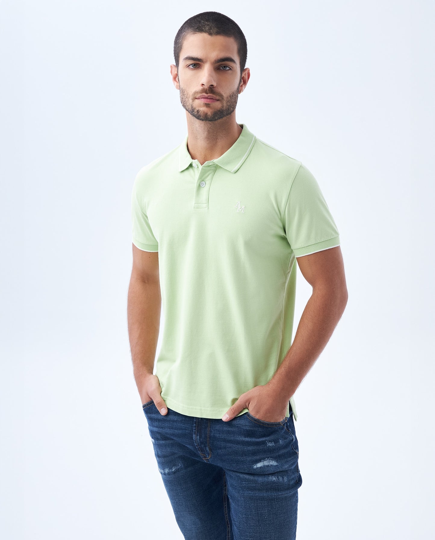 Camiseta Polo Americanino 802F007 Slim Fit Verde Anea Claro