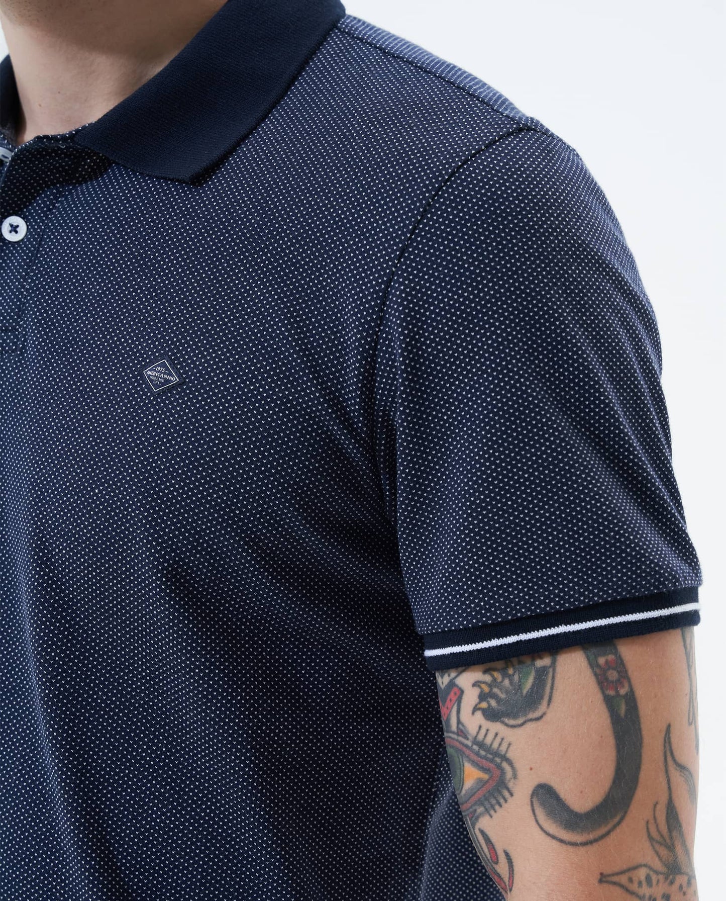 Camiseta Polo Americanino 801F005 Slim Fit Jackquard Azul Oscuro