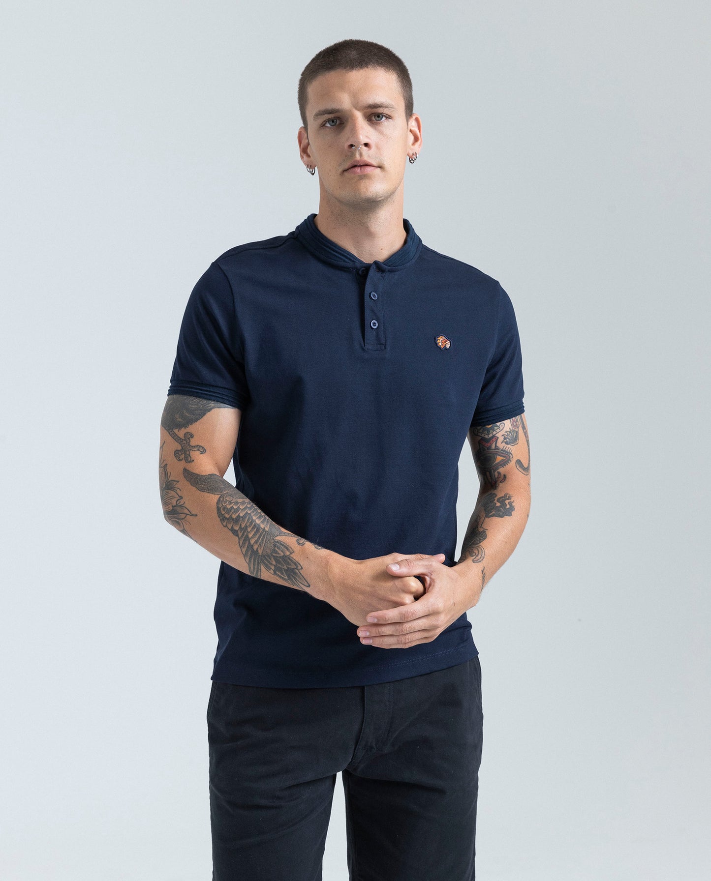 Camiseta Polo Neru Americanino 800D005 Slim Fit Azul Oscuro