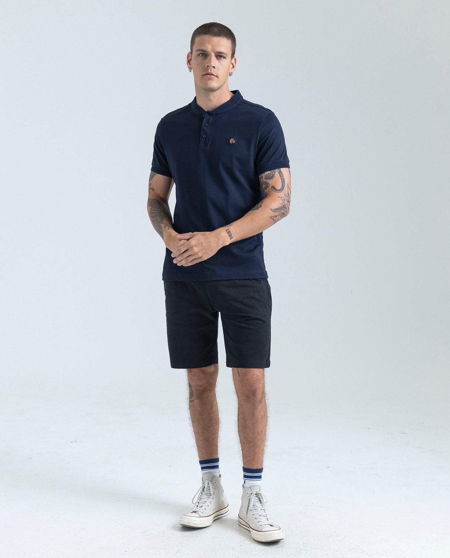 Camiseta Polo Neru Americanino 800D005 Slim Fit Azul Oscuro