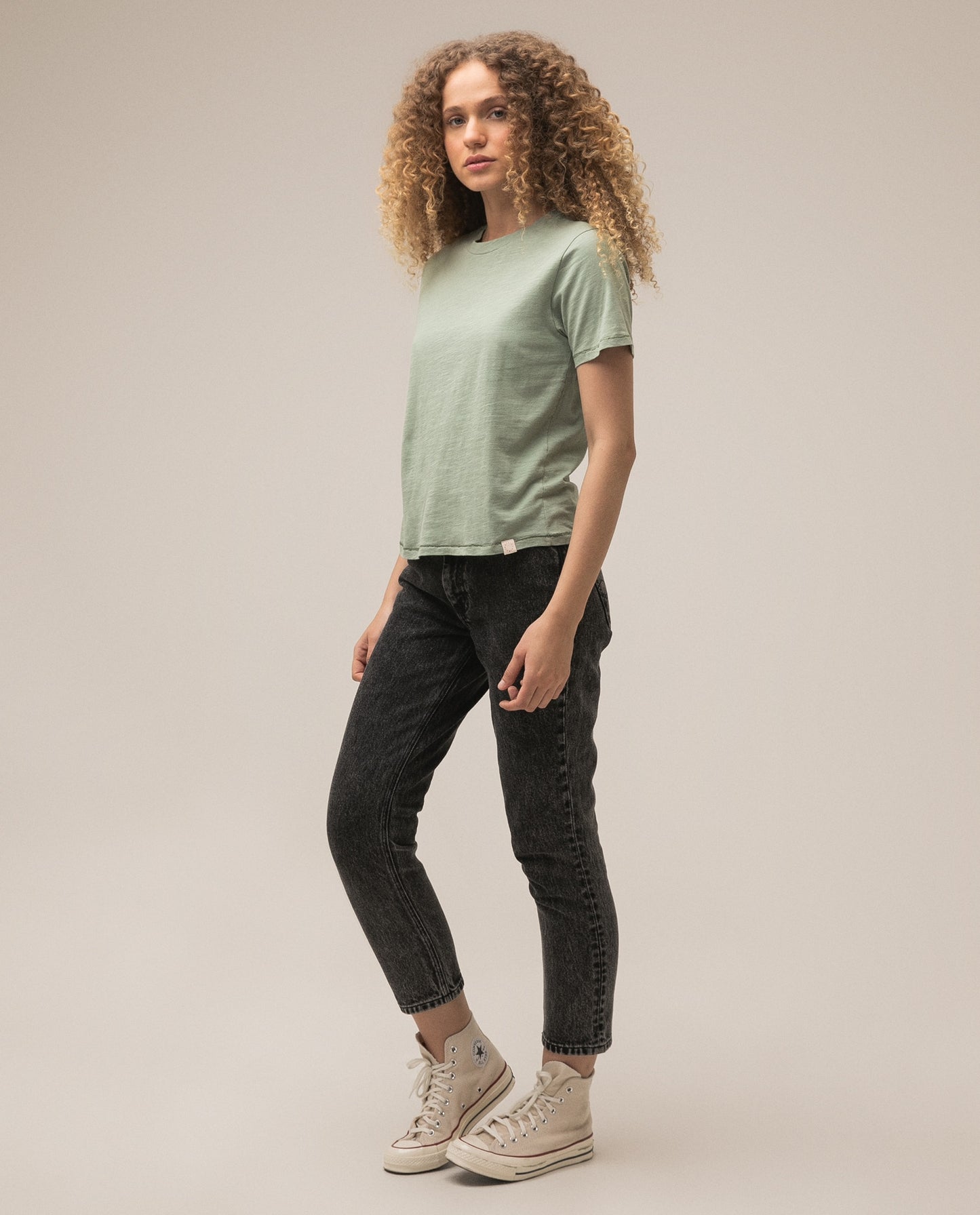 Camiseta Dama Americanino 600D004 Basica Cuello Redondo Verde