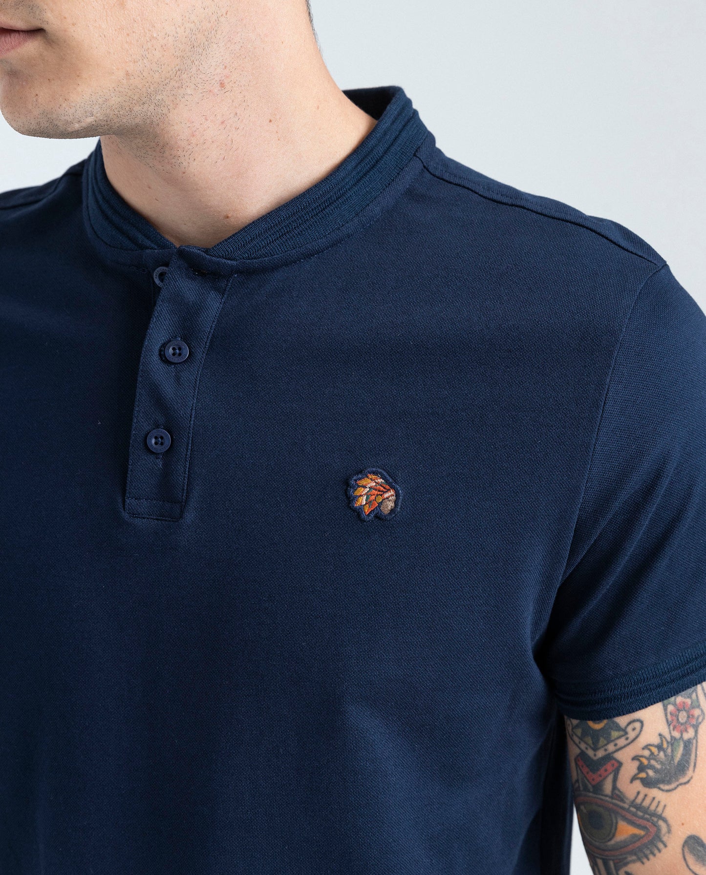 Camiseta Polo Neru Americanino 800D005 Slim Fit Azul Oscuro