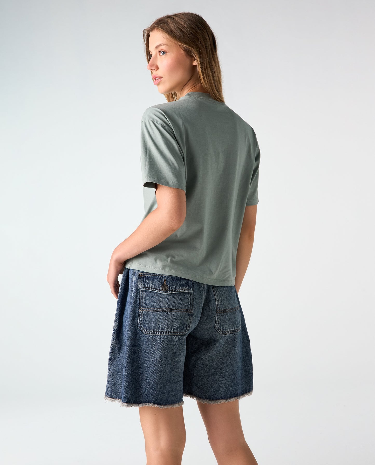 Camiseta Dama Americanino 600F002 Basica Cuello Redondo Verde