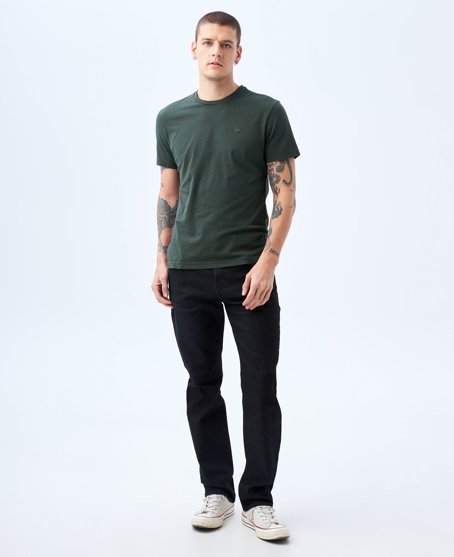 Camiseta Cuello Redondo Americanino 840C000 Basica Slim Fit Verde Oscuro