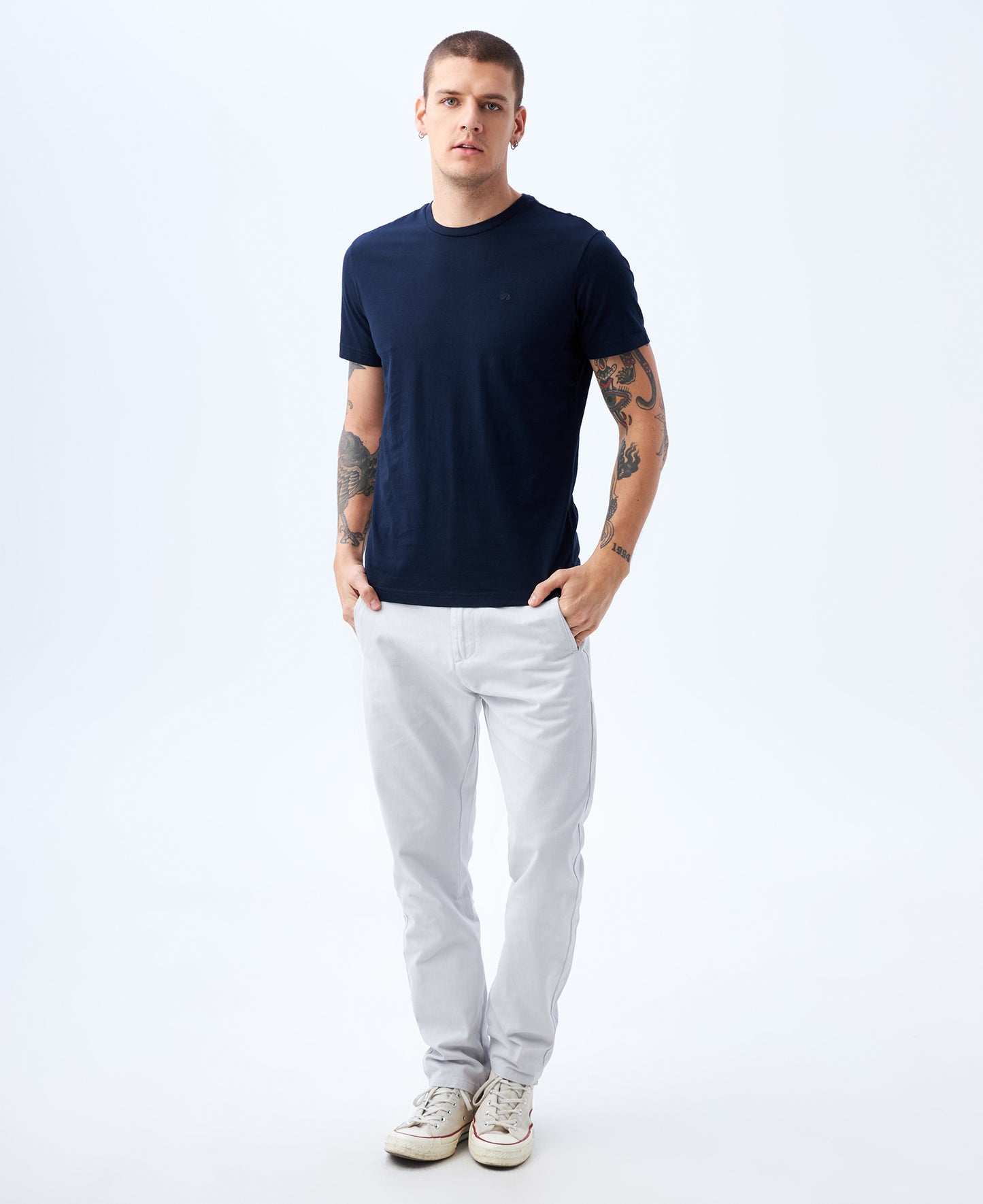 Camiseta Cuello Redondo Americanino 840C000 Basica Slim Fit Azul Oscuro