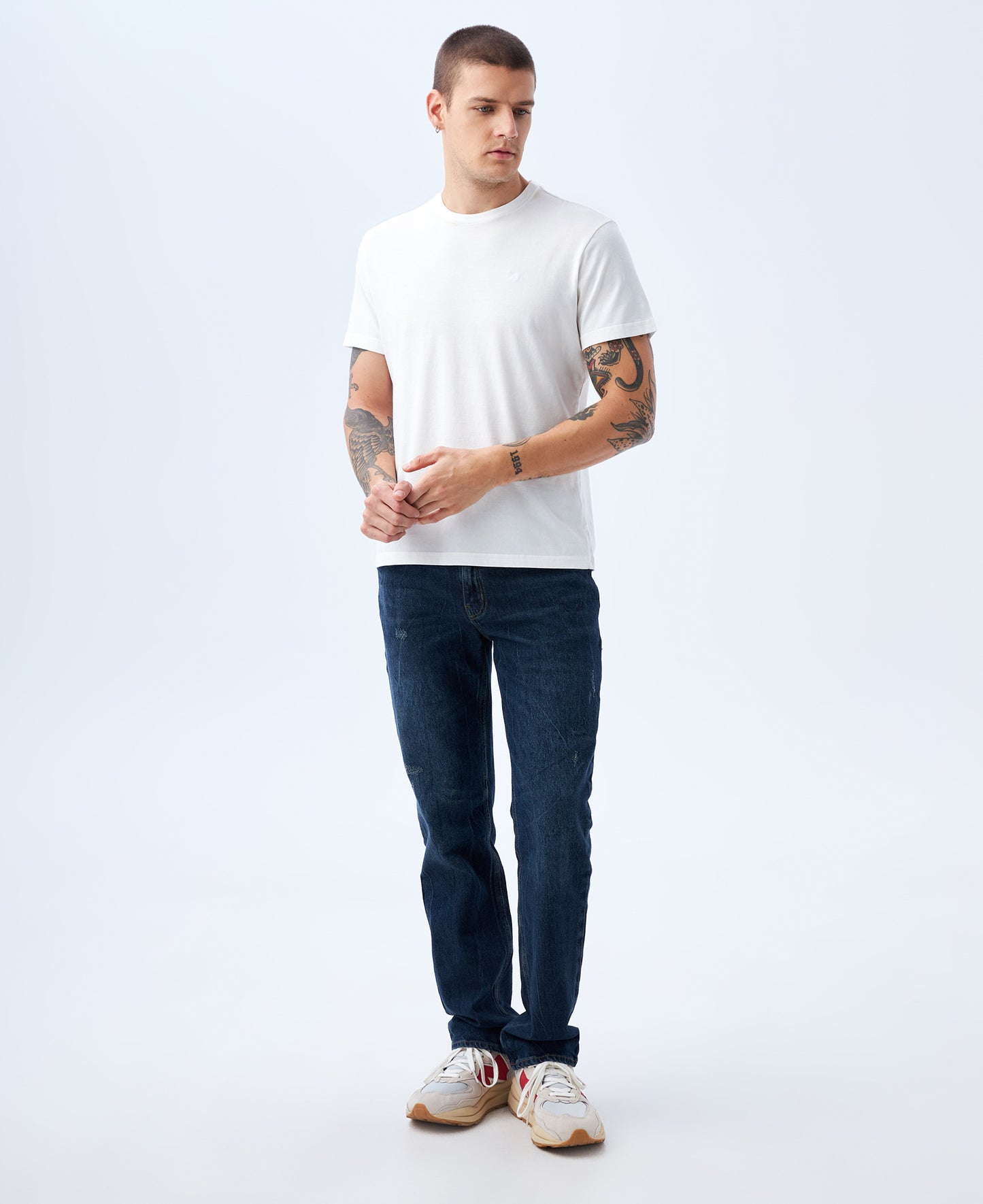 Camiseta Cuello Redondo Americanino 840C000 Basica Slim Fit Blanco Crudo