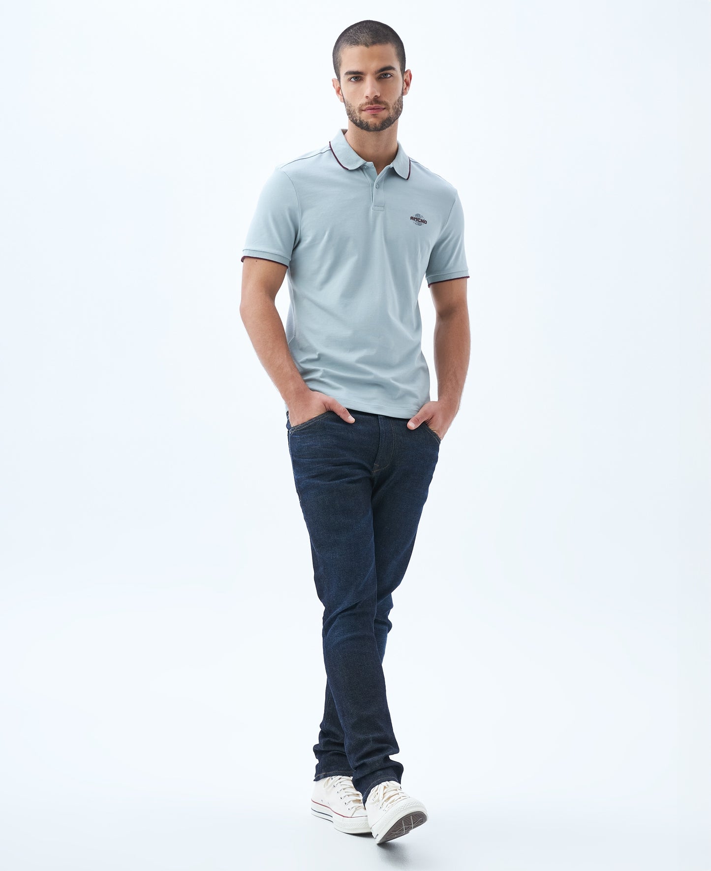 Camiseta Polo Americanino 809E004 Slim Fit Gris