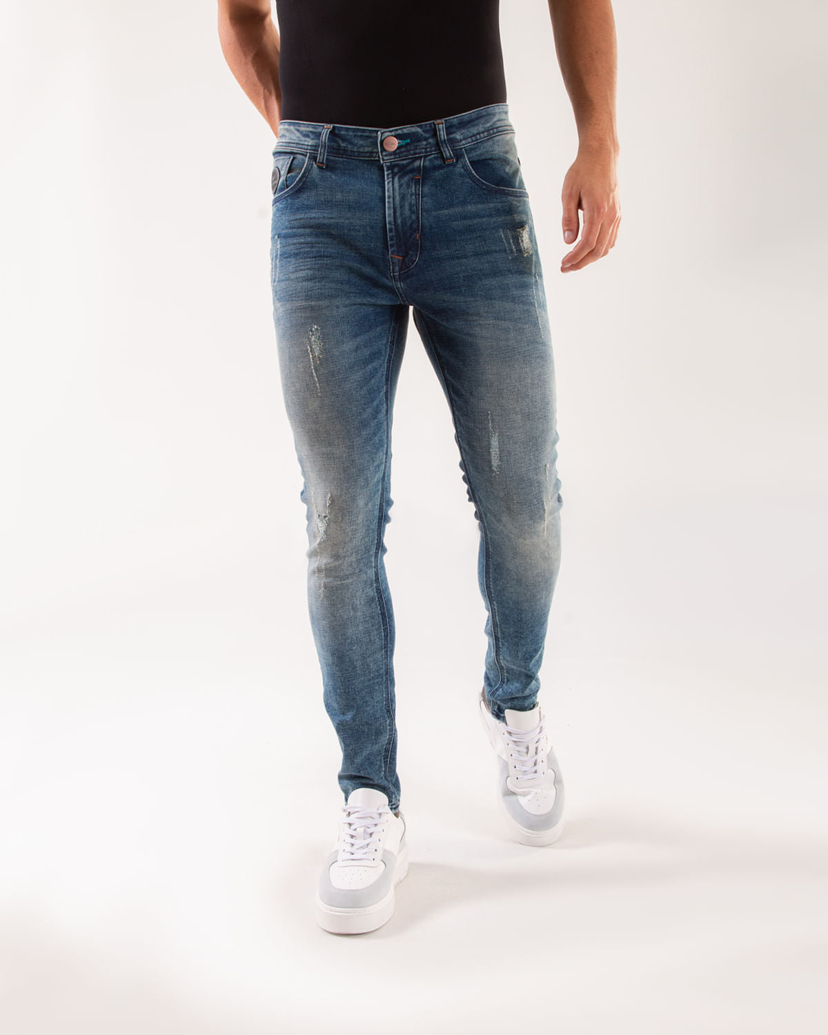 Jean Hombre Oxford 011886 Skinny Fit Azul Claro