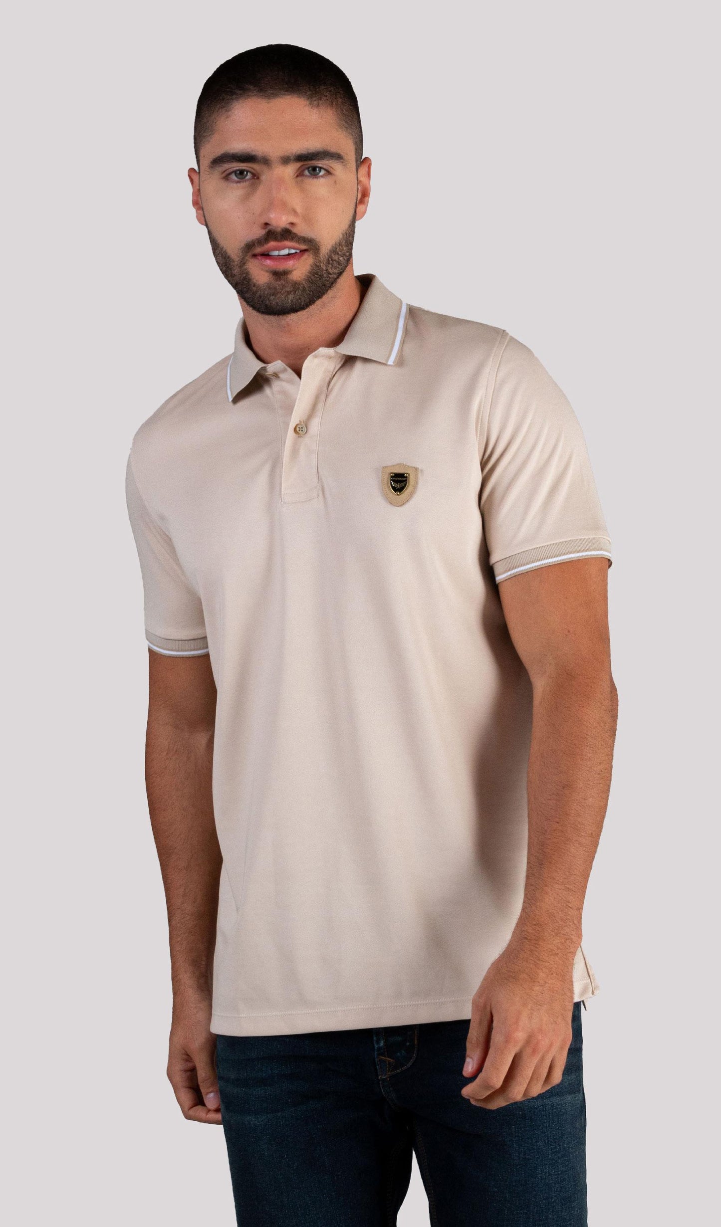Camiseta Polo Oxford 022322 Beige Claro