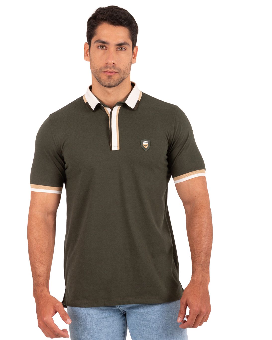Camiseta Polo Oxford 022434 Verde Militar Oscuro