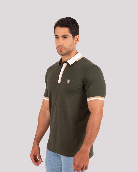 Camiseta Polo Oxford 022434 Verde Militar Oscuro