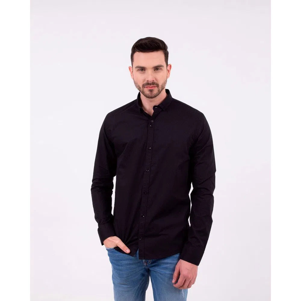 Camisa Manga Larga Oxford 032412 Negro