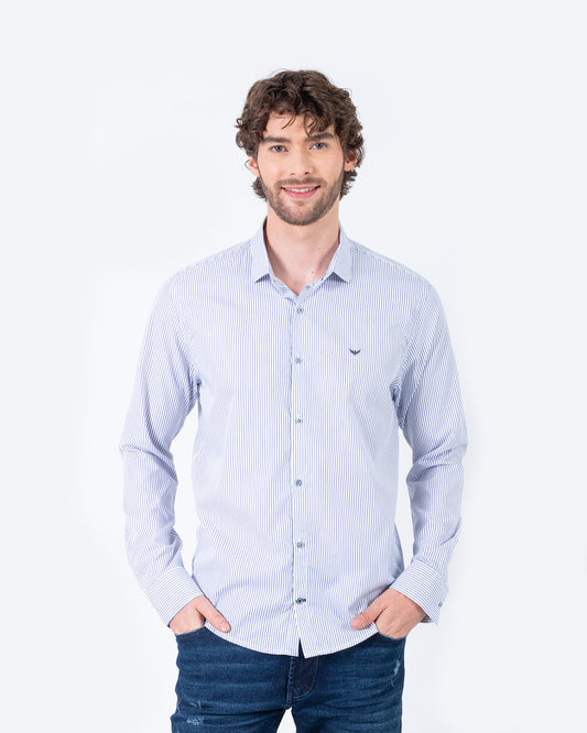 Camisa Manga Larga Oxford 032510 Rayas Blanco