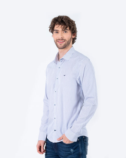 Camisa Manga Larga Oxford 032510 Rayas Blanco
