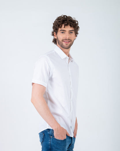 Camisa Manga Corta Oxford 032518 Blanco