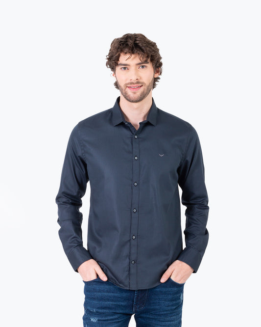 Camisa Manga Larga Oxford 032547 Gris Oscuro