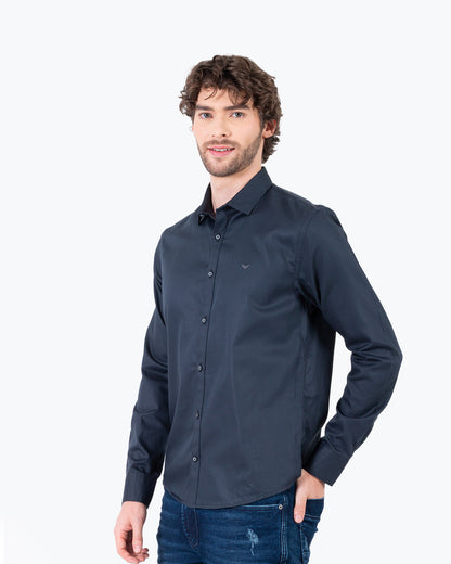 Camisa Manga Larga Oxford 032547 Gris Oscuro