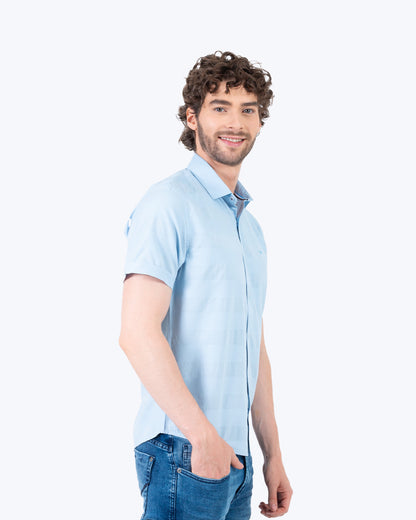 Camisa Manga Corta Oxford 032559 Azul Celeste