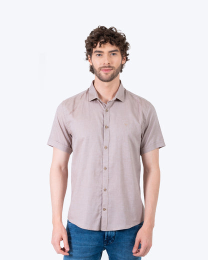 Camisa Manga Corta Oxford 032572 Caqui