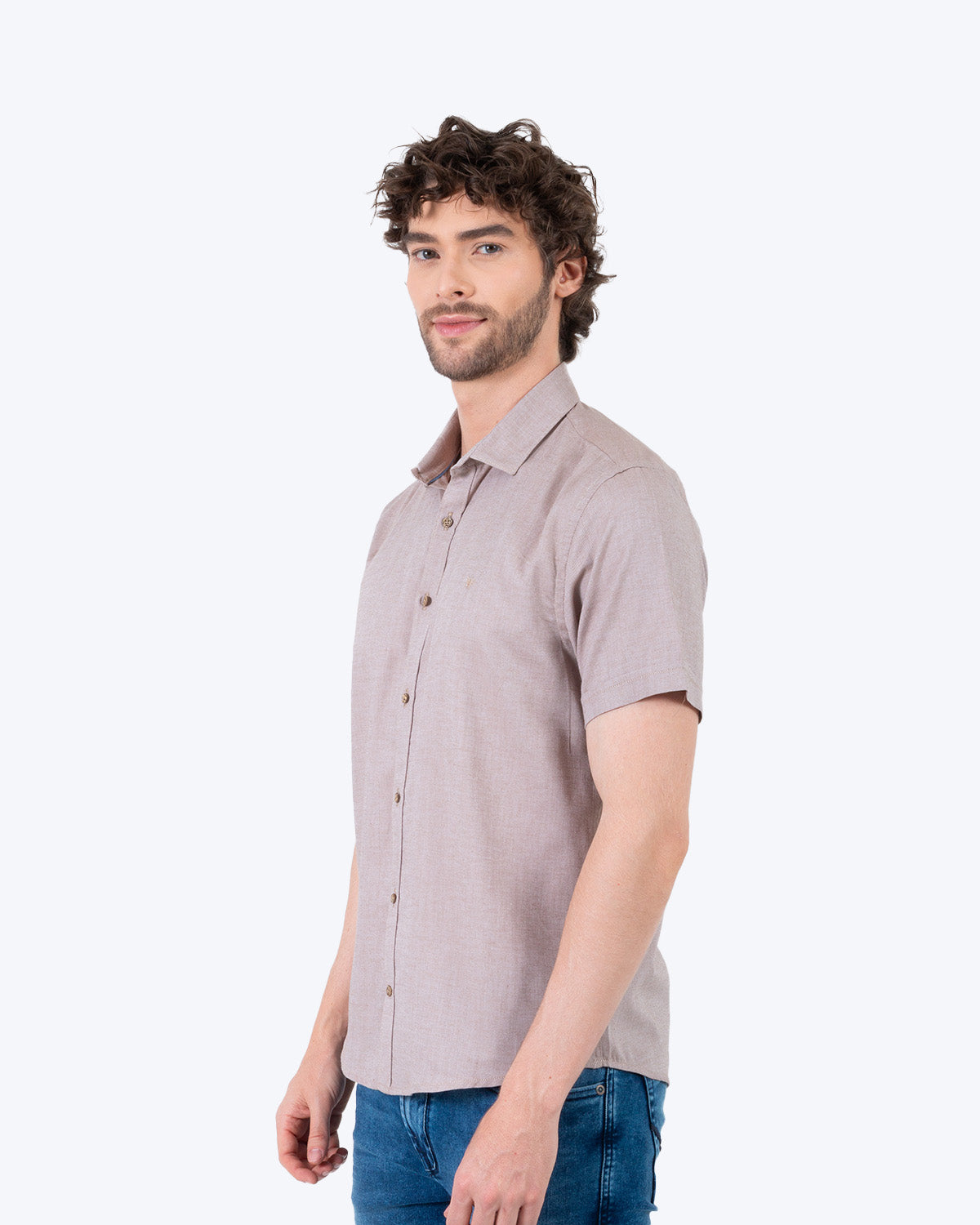 Camisa Manga Corta Oxford 032572 Caqui