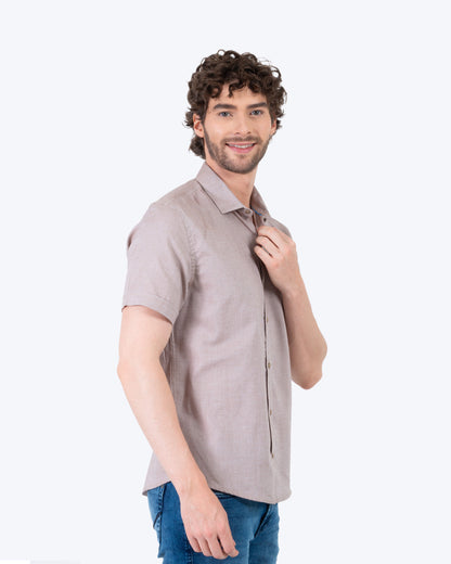 Camisa Manga Corta Oxford 032572 Caqui