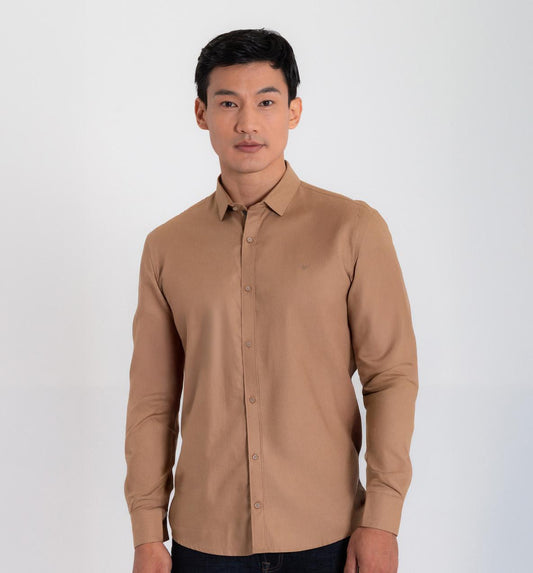 Camisa Manga Larga Oxford 032784 Beige Oscuro