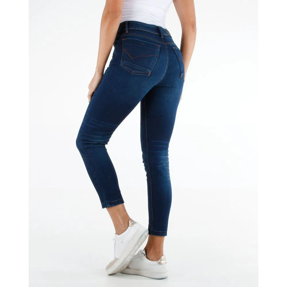 Jean Dama Oxford 041155 Tiro Alto Azul Oscuro