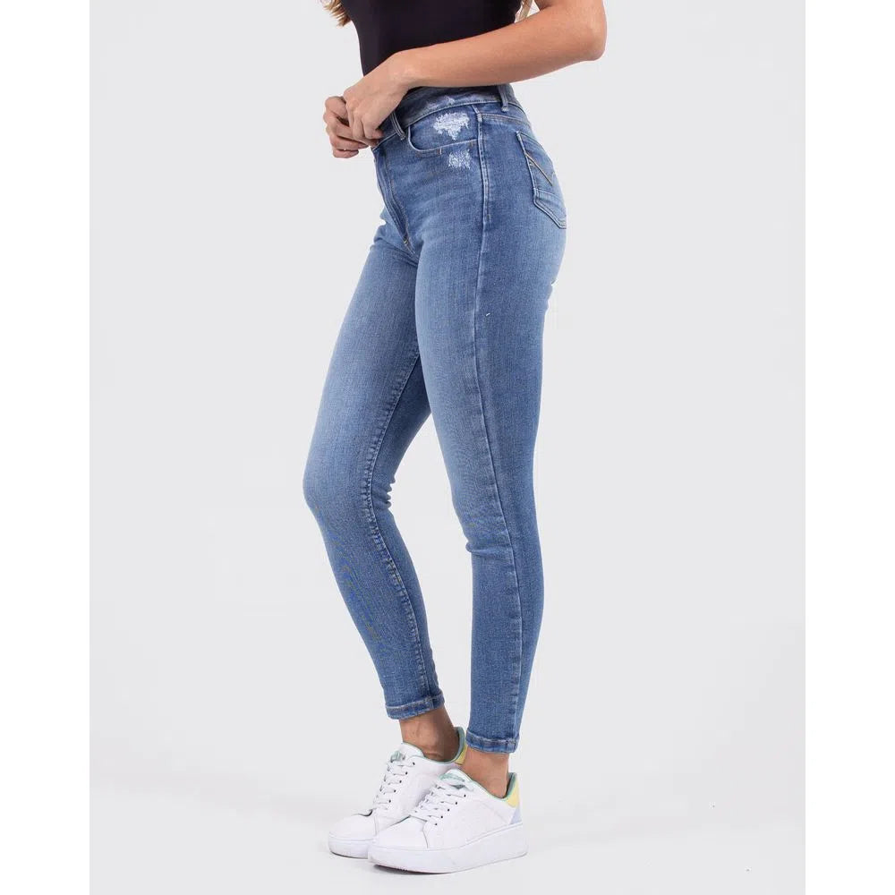 Jean Dama Oxford 041189 Tiro Alto Indigo Claro