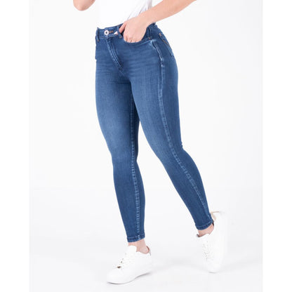 Jean Dama Oxford 041250 Tiro Alto Azul Medio