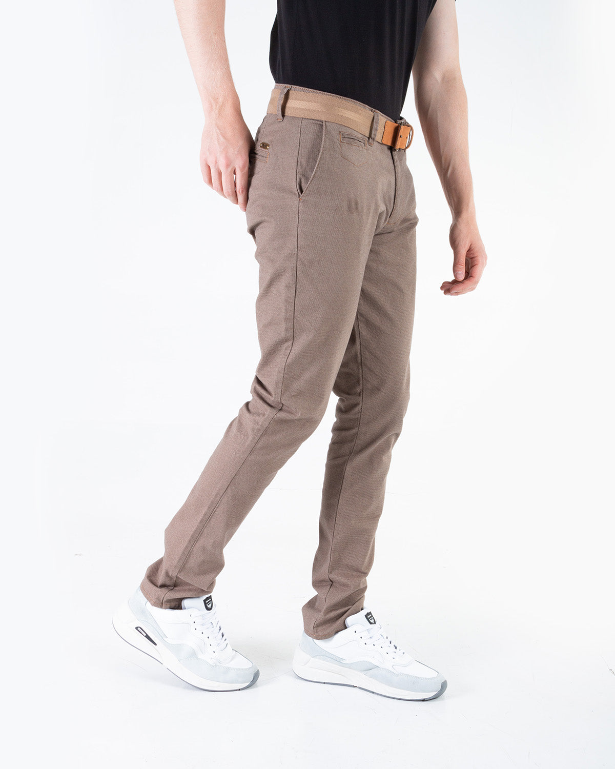 Pantalon Hombre Oxford 060637 Cafe Claro Estampado