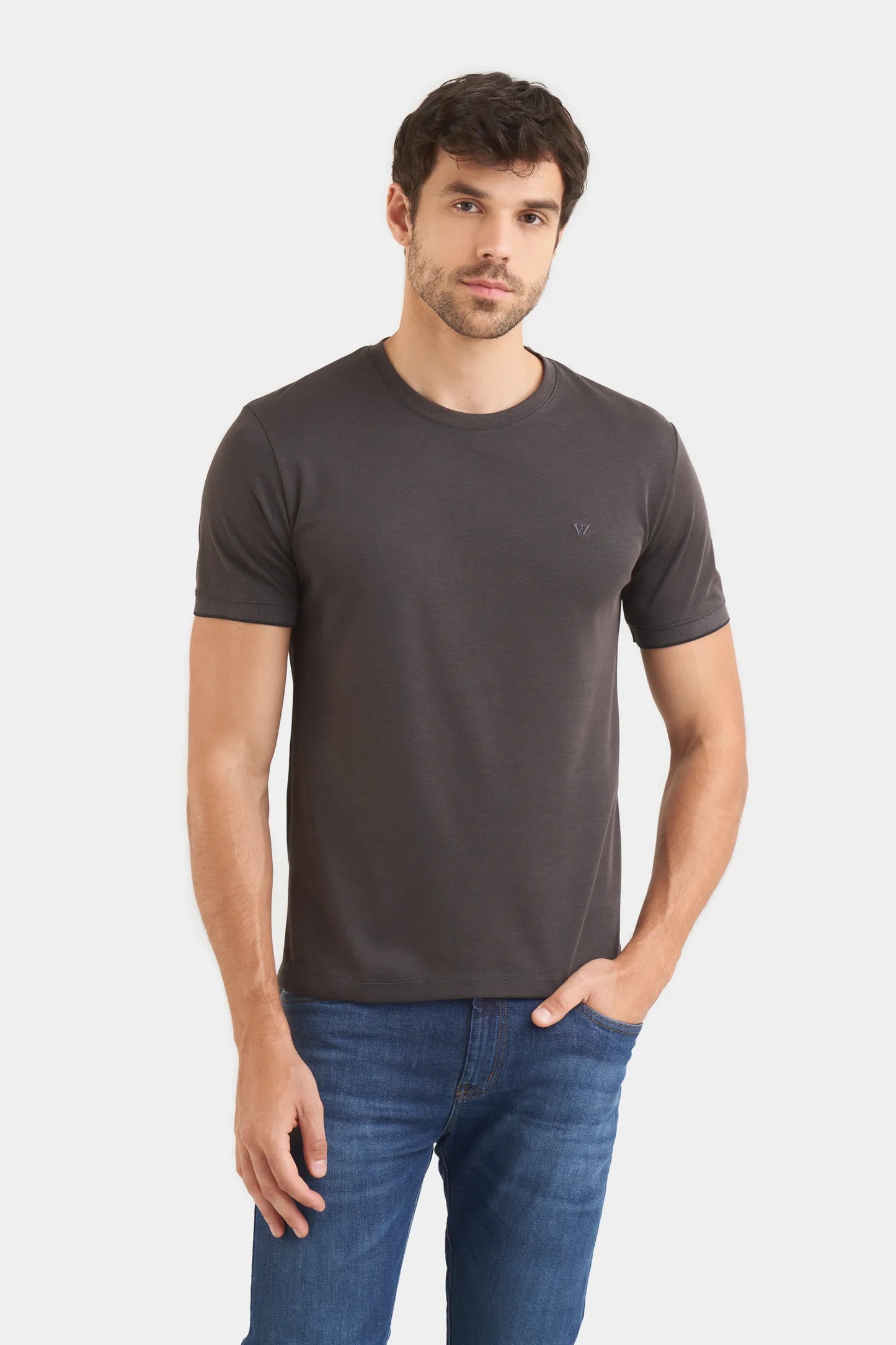 Camiseta Cuello Redondo Velez Artisan 1032339 Semifit Micropima Basica Arizona Negro