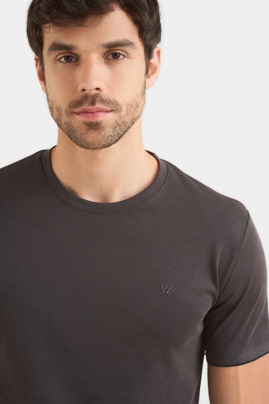 Camiseta Cuello Redondo Velez Artisan 1032339 Semifit Micropima Basica Arizona Negro