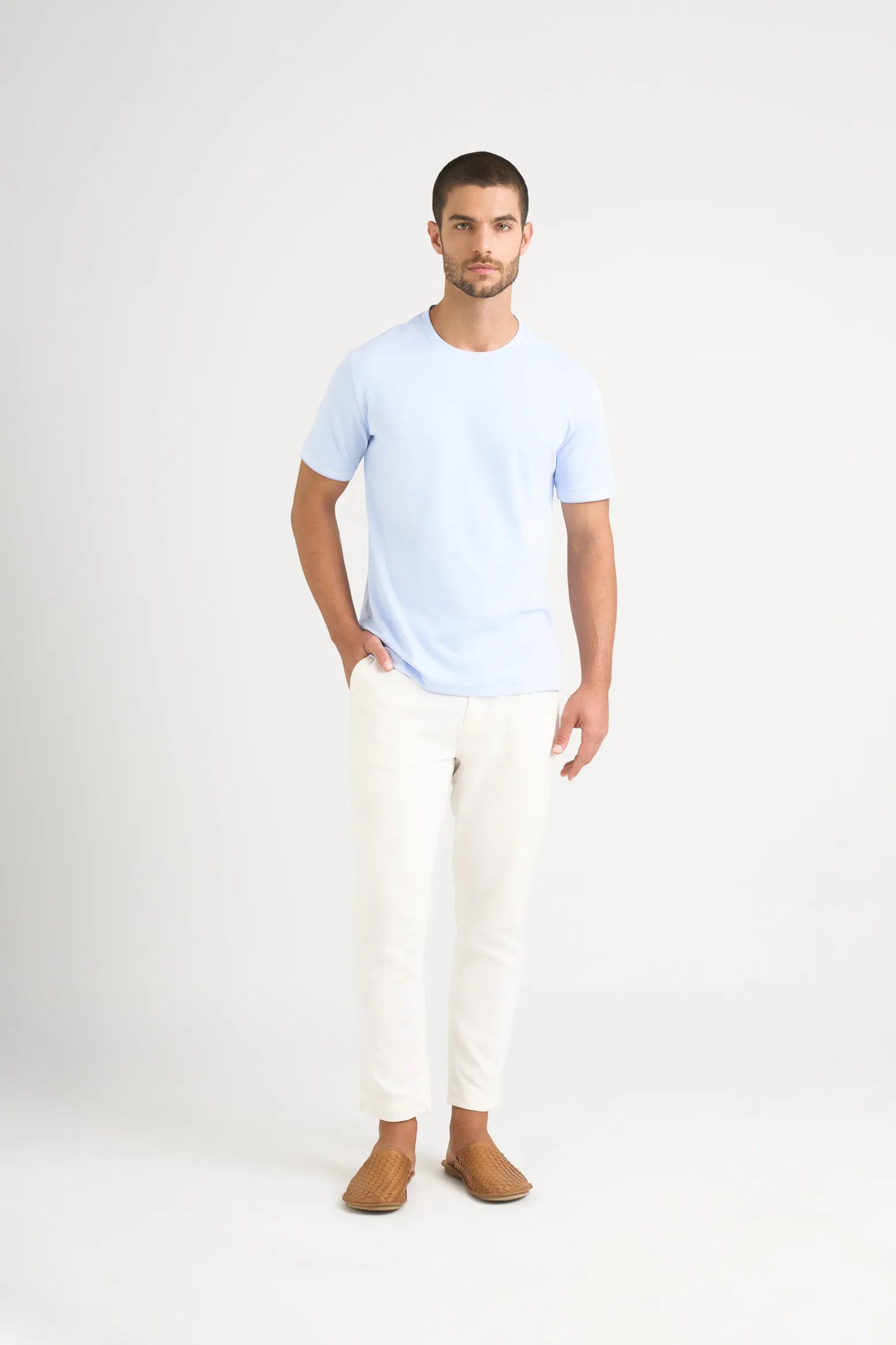 Camiseta Cuello Redondo Velez Artisan 1032339 Semifit Micropima Basica Arizona Azul Cla