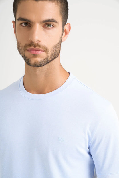 Camiseta Cuello Redondo Velez Artisan 1032339 Semifit Micropima Basica Arizona Azul Cla