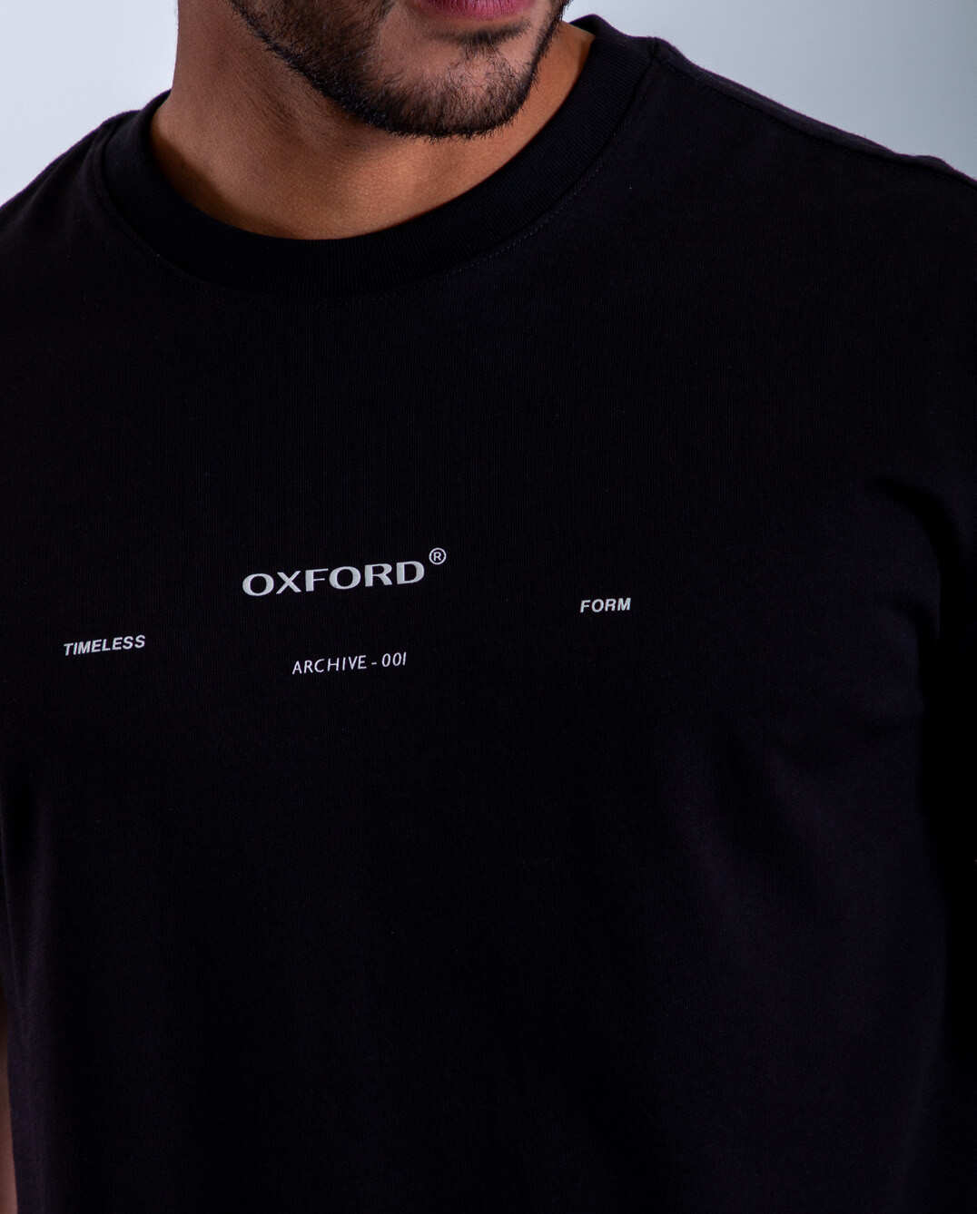 Camiseta Cuello Redondo Oxford 333767 Semi Regular Negro Estampado
