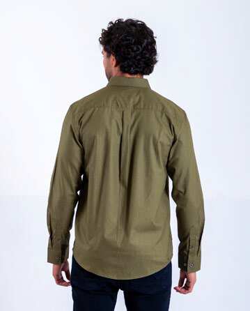 Camisa Manga Larga Oxford 032819 Regular Fit Verde Oliva