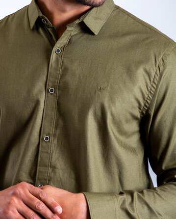 Camisa Manga Larga Oxford 032819 Regular Fit Verde Oliva