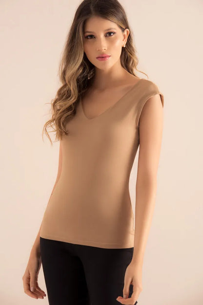 Blusa Ragstyle Pf14120029 Top Blend Basic Beige Medio