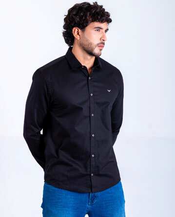 Camisa Manga Larga Oxford 032858 Negro