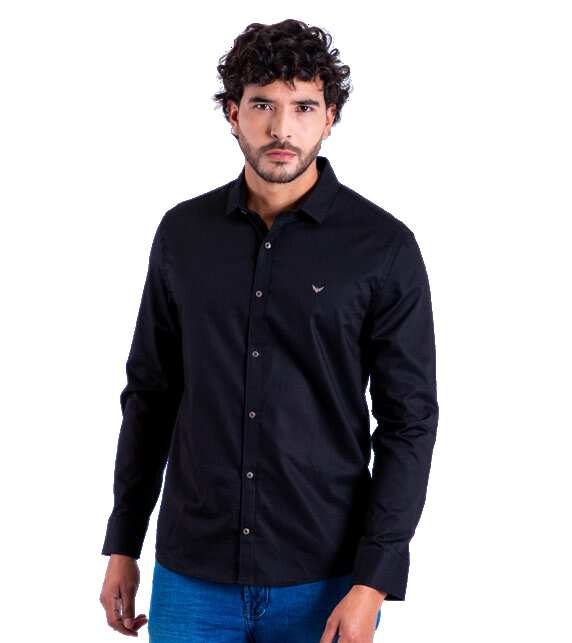 Camisa Manga Larga Oxford 032858 Negro